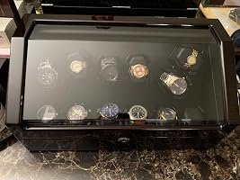 Customer photo of 6-Slot Watch Winder with 6 Storage Spaces, Wood Piano Paint Shell and Pine Bark Pattern