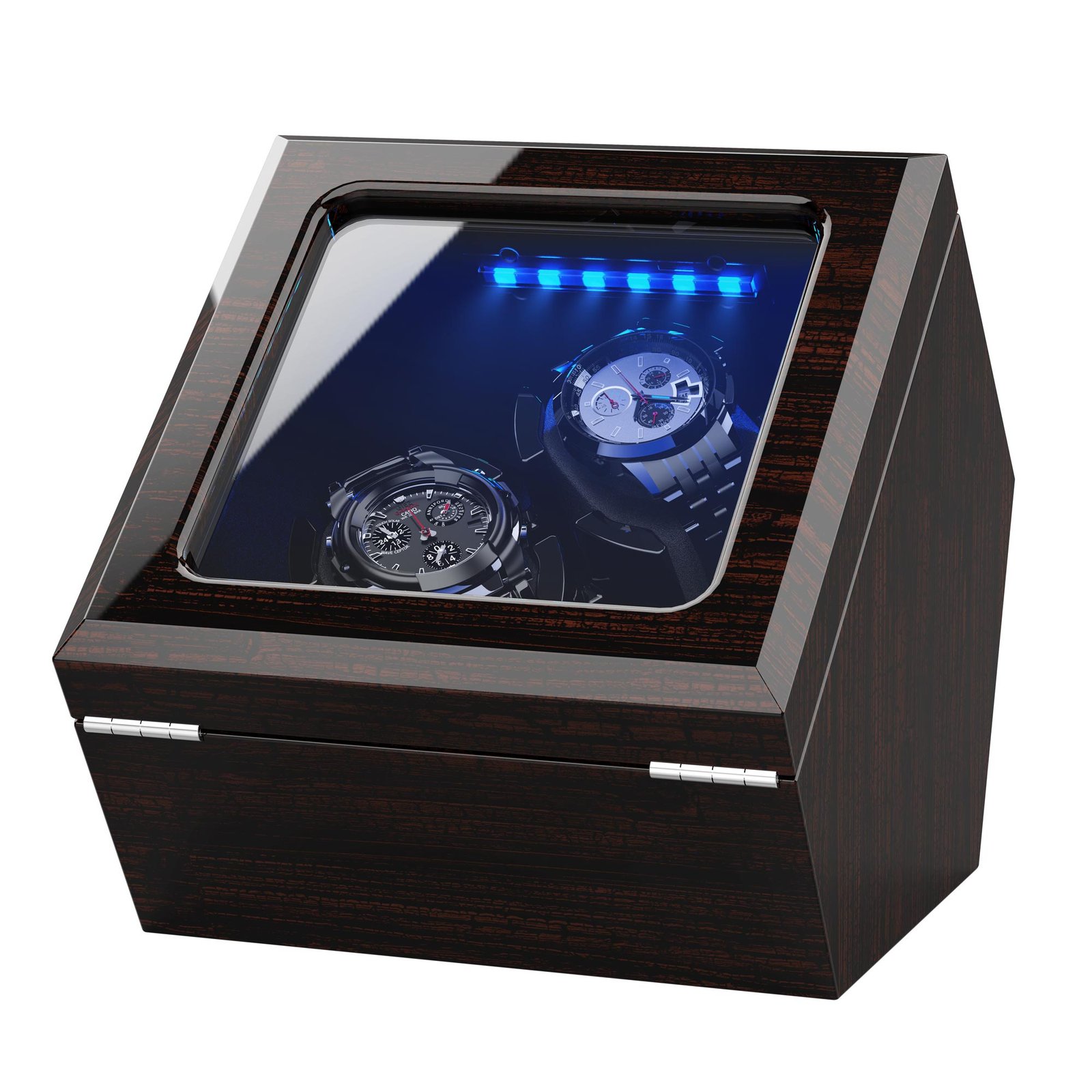 Double Watch Winder with Blue LED Light