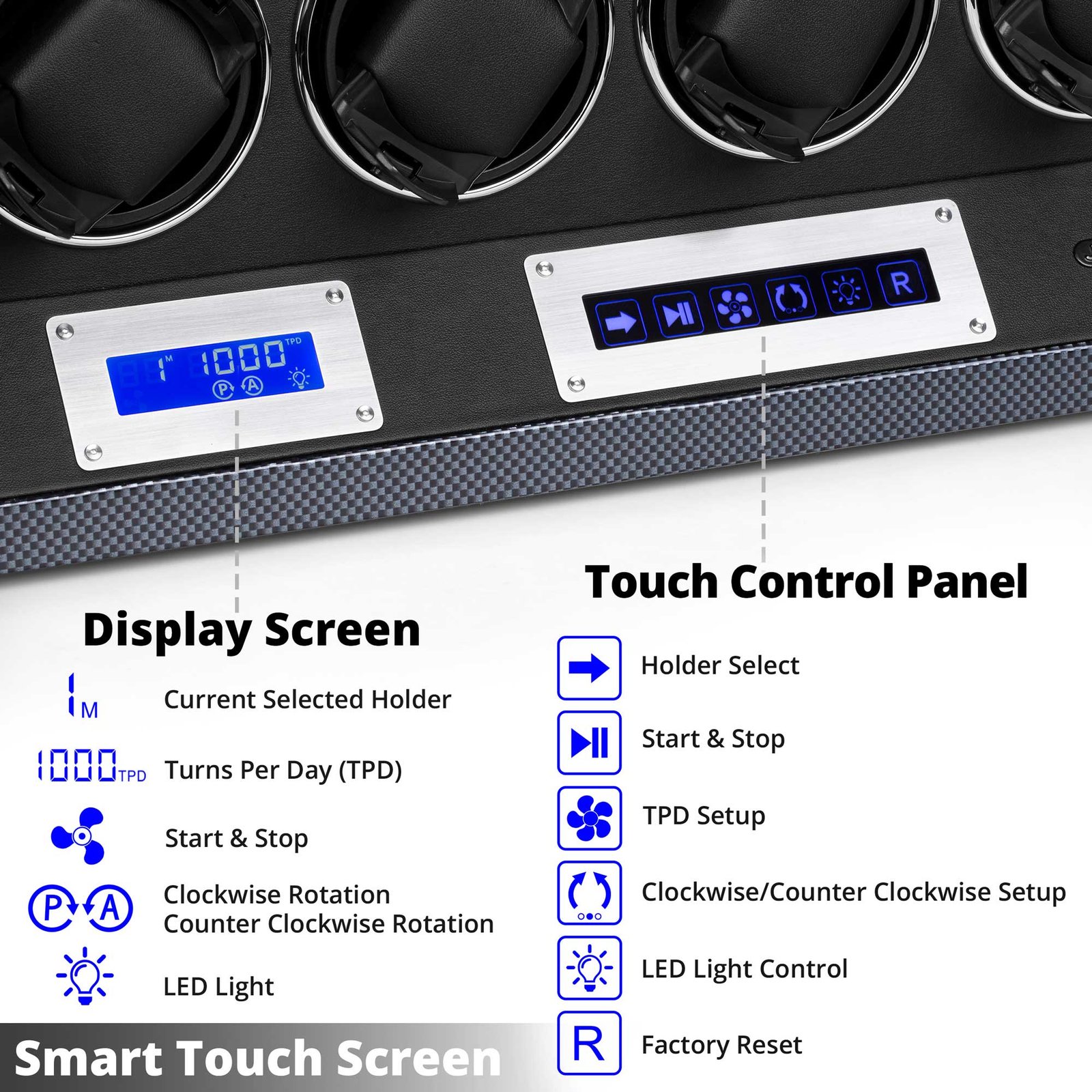 8 Slot Watch Winder, Piano Lacquer – view 6