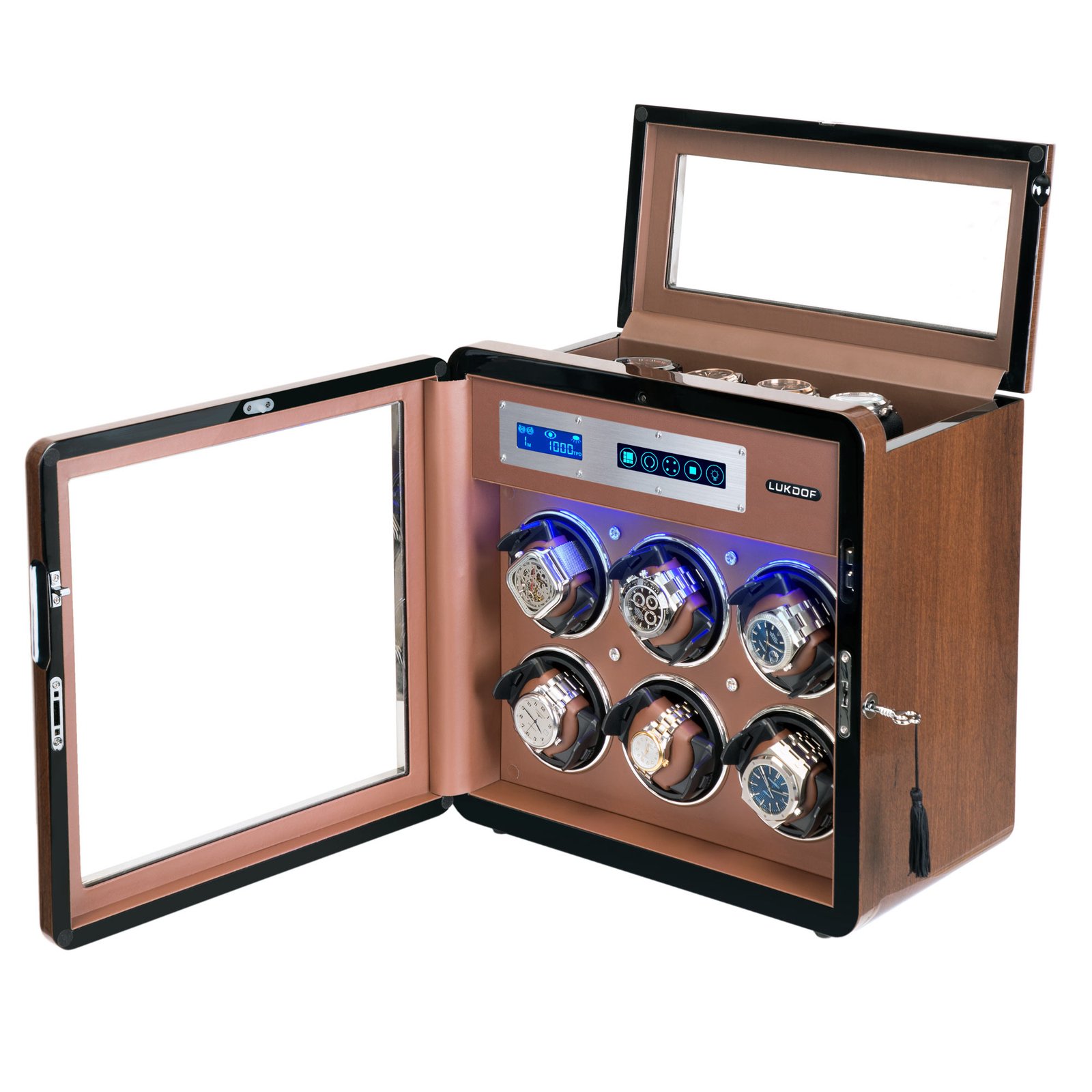Walnut Watch Winder for 6 Watches – view 3