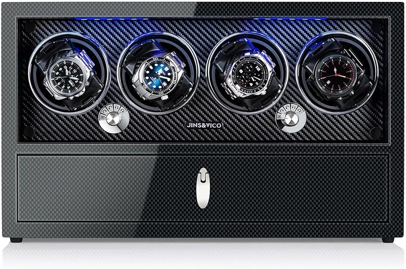 Carbon Fiber 4 Watch Winder with LCD Touch – view 2