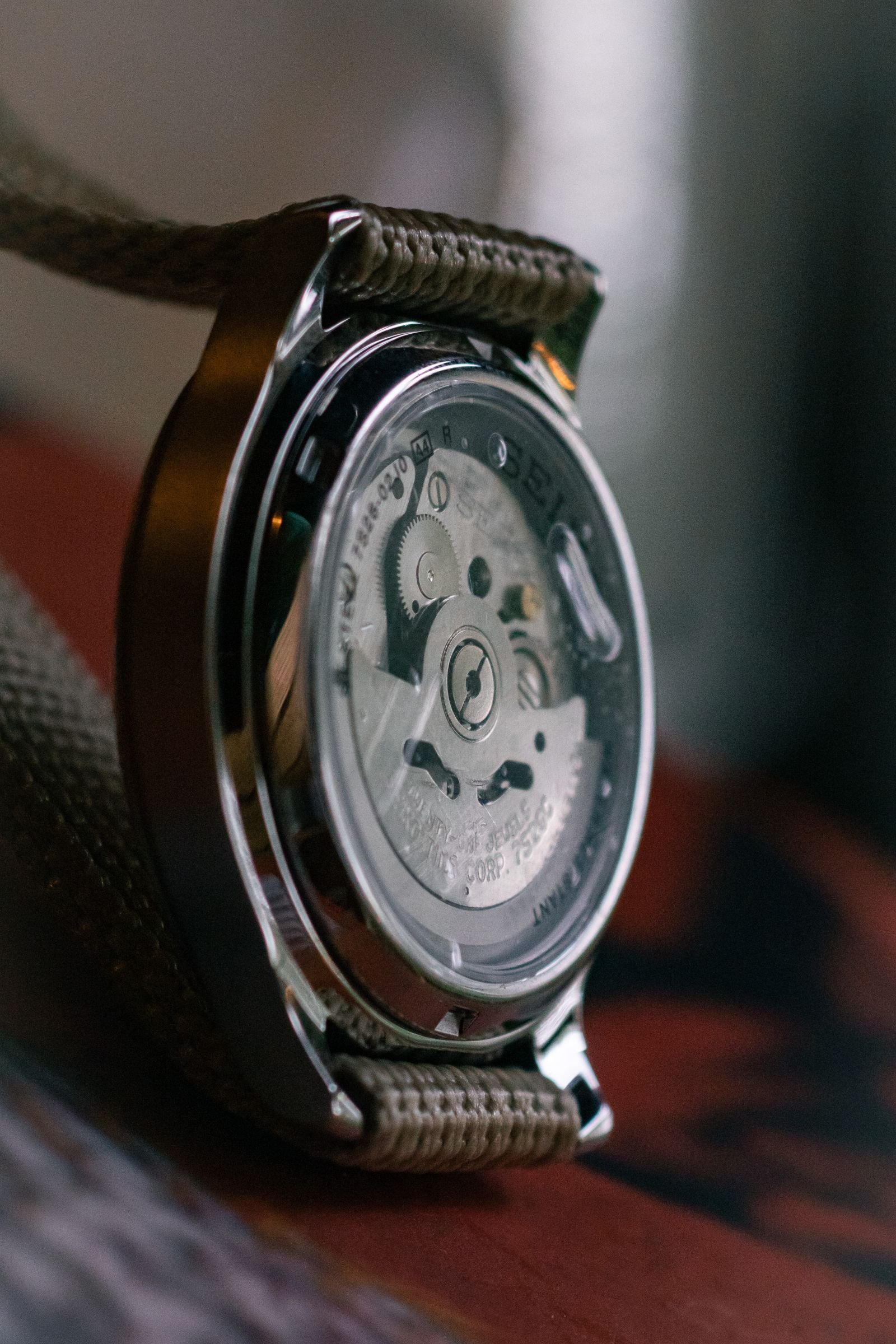 Macro view of a watch movement illustrating Grand Seiko Spring Drive engineering