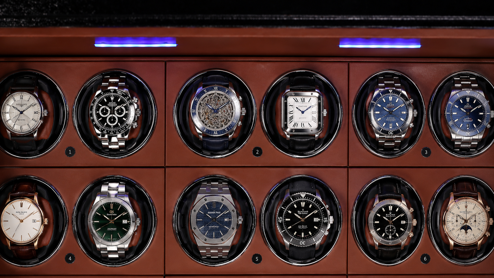 Watch Winder for 48 Automatic Watches, Fingerprint & Password & Knob Lock, Ultra-Quiet Japanese Motors, LCD Display