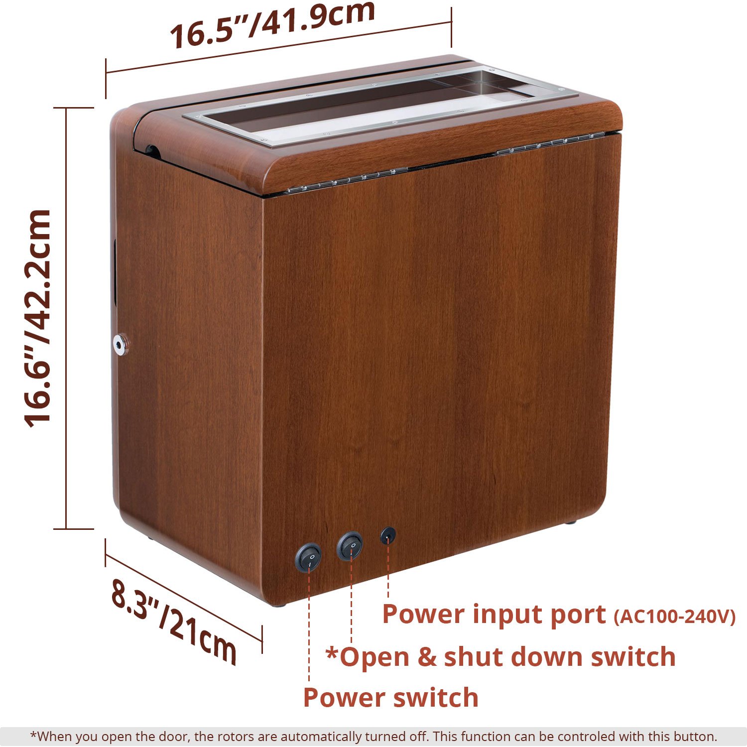 LUKDOF Automatic Walnut Wood Watch Winder for 12 Watches Winding with 6 Free Storages - Image 8