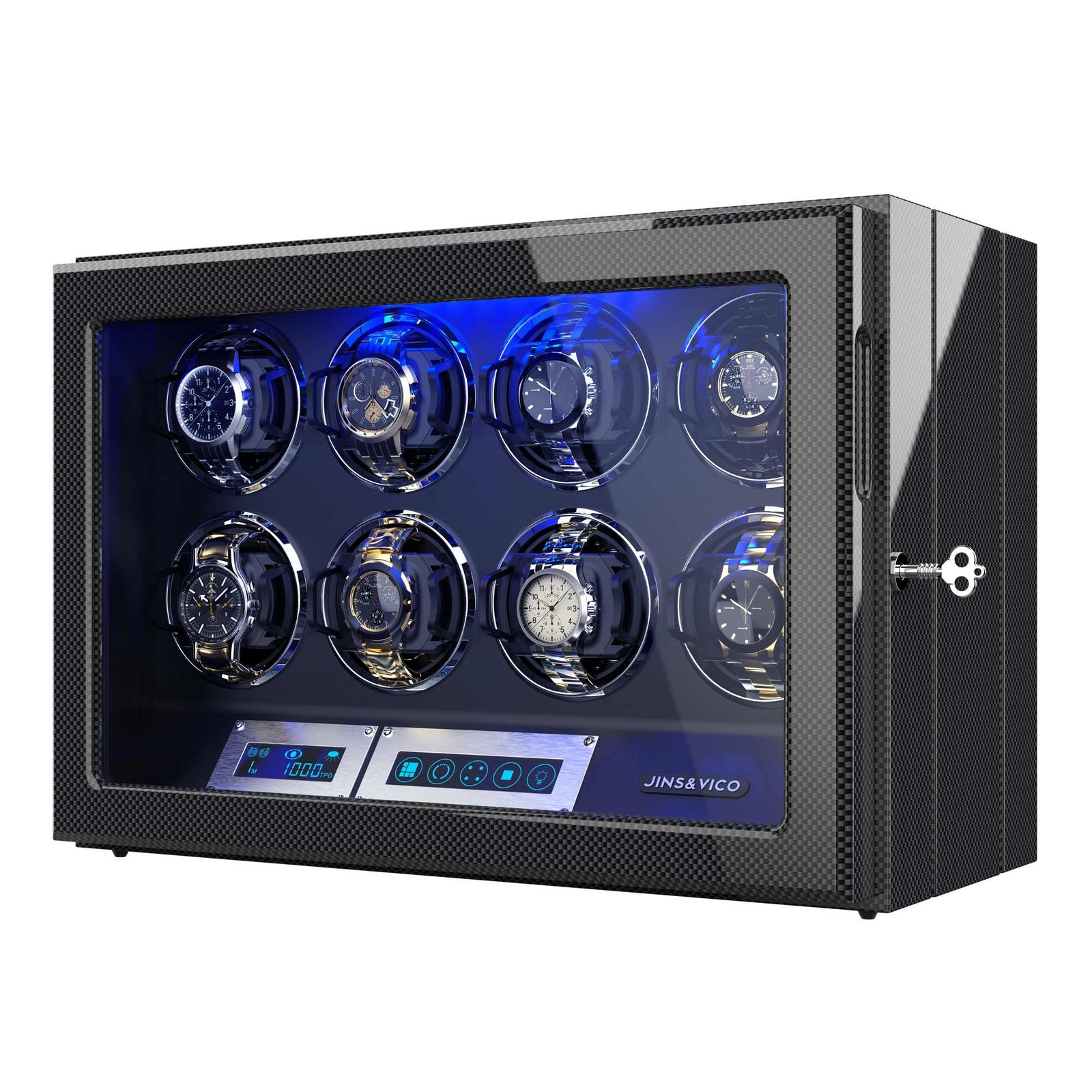 JINS&VICO 8 Winding Spaces Watch Winders for Automatic Watches, High-Gloss Piano Lacquer - Image 4
