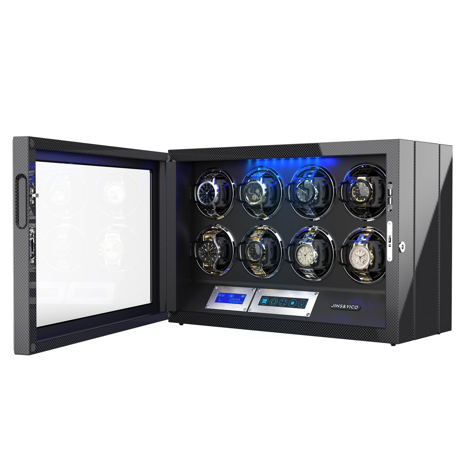 JINS&VICO 8 Winding Spaces Watch Winders for Automatic Watches, High-Gloss Piano Lacquer - Image 5