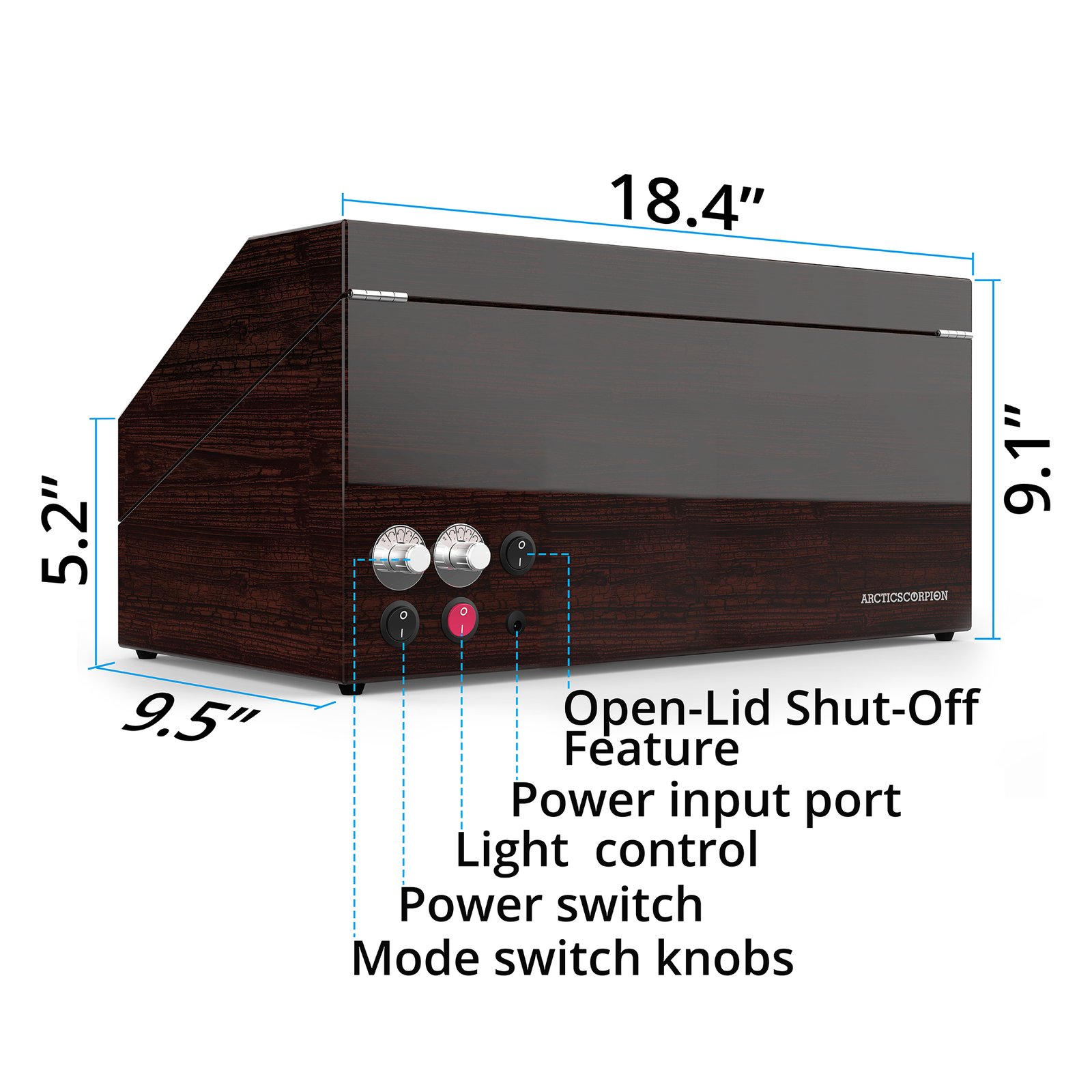 6-Slots Watch Winder with 6 Storage,Wood Piano Paint Shell+Pine Bark Pattern,ARCTICSCORPION - Image 7
