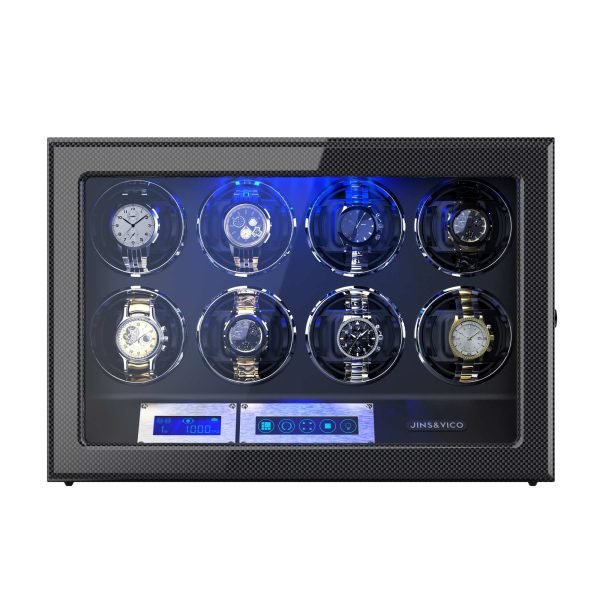 JINS&VICO 8 Winding Spaces Watch Winders for Automatic Watches, High-Gloss Piano Lacquer