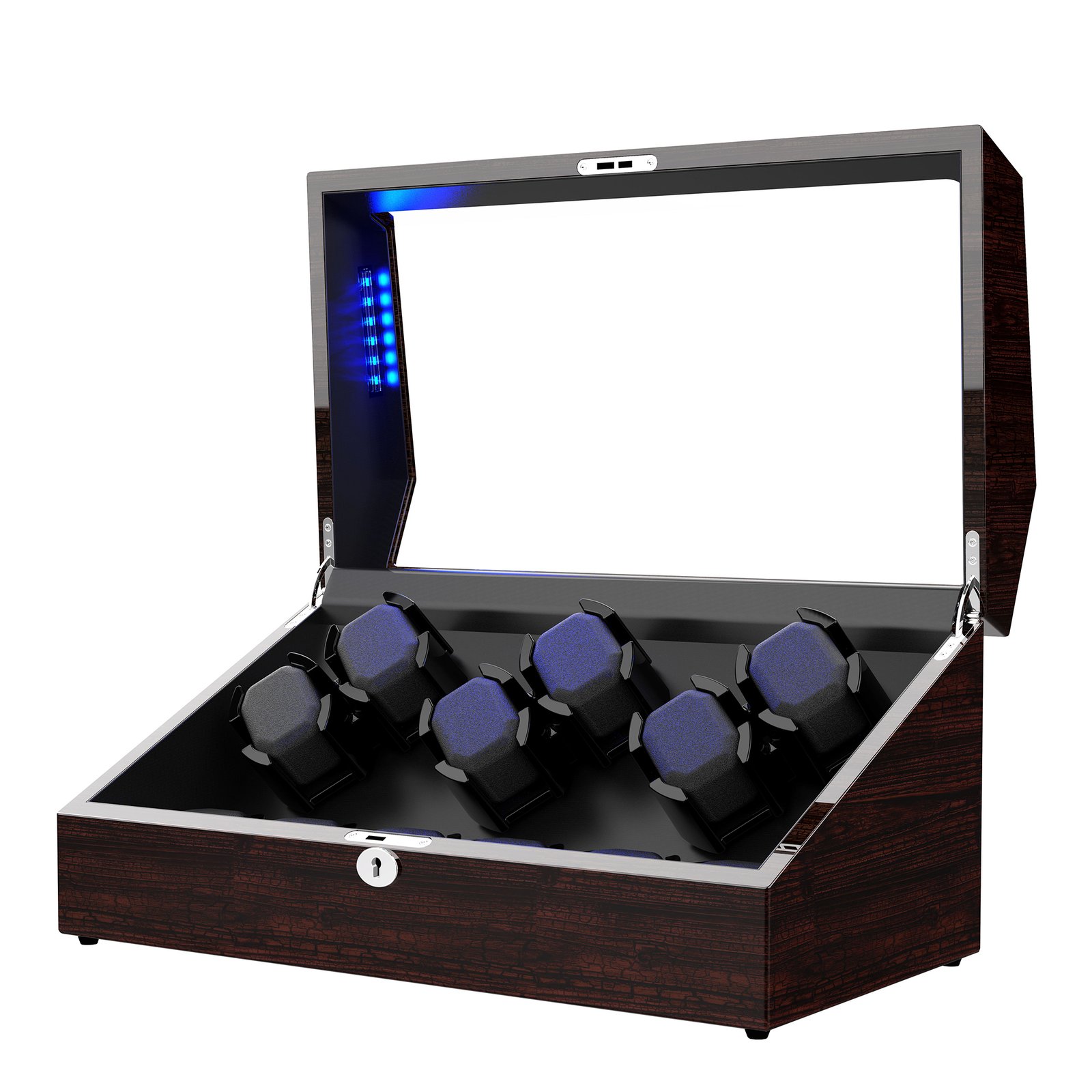 6-Slots Watch Winder with 6 Storage,Wood Piano Paint Shell+Pine Bark Pattern,ARCTICSCORPION - Image 4