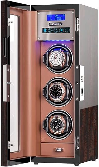 Vertical Automatic Watch Winder Box with Key and Fingerprint Unlock, Glossy Exterior, Built-in Drawer and Illumination, Flexible Watch Pillows, Suitable for Men and Women - Image 2