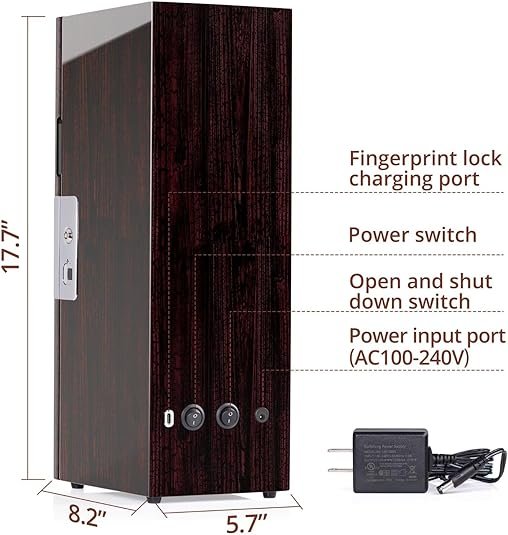 Vertical Automatic Watch Winder Box with Key and Fingerprint Unlock, Glossy Exterior, Built-in Drawer and Illumination, Flexible Watch Pillows, Suitable for Men and Women - Image 3