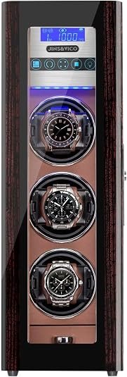 Vertical Automatic Watch Winder Box with Key and Fingerprint Unlock, Glossy Exterior, Built-in Drawer and Illumination, Flexible Watch Pillows, Suitable for Men and Women - Image 7