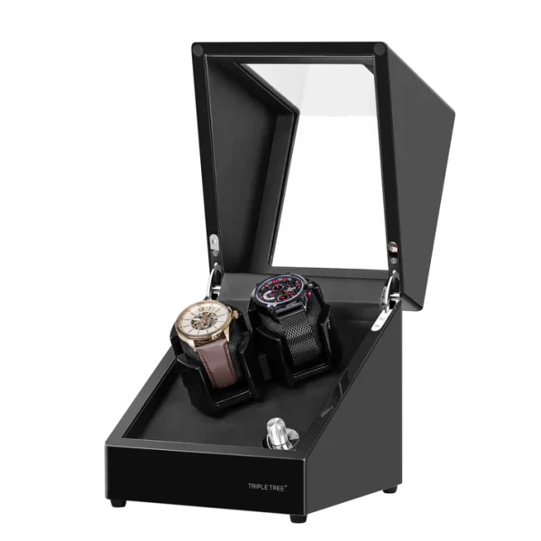 Double Automatic Watch Winder with High-Gloss Piano Lacquer Finish
