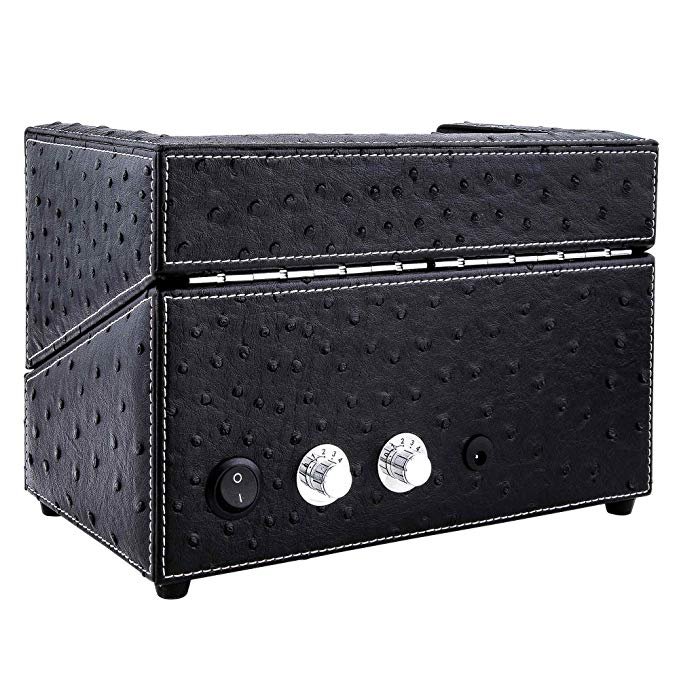 Double Watch Winder for Automatic Watches – Leather Finish with Soft Plush Pillows - Image 4