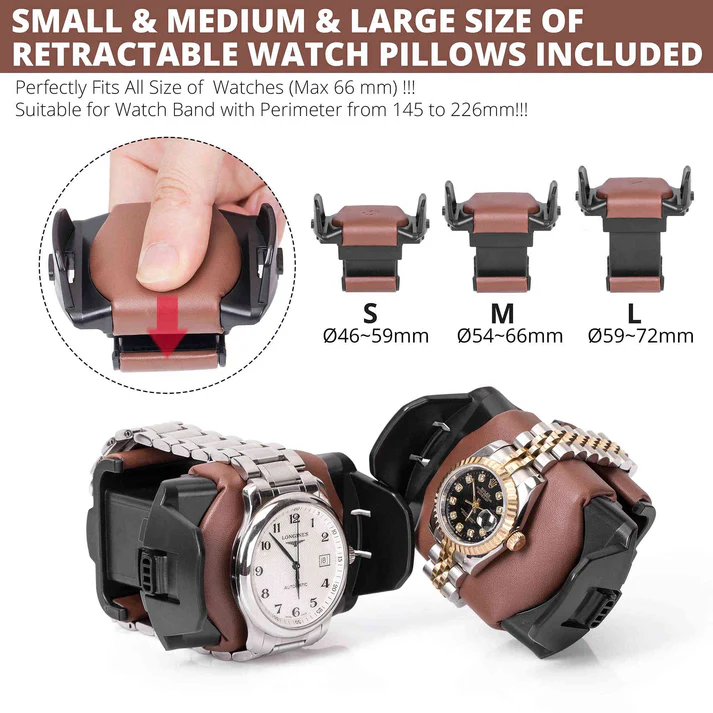 Automatic Watch Winder with Quiet Motor, Built-in Light & Adjustable Watch Pillows – Walnut Finish - Image 4