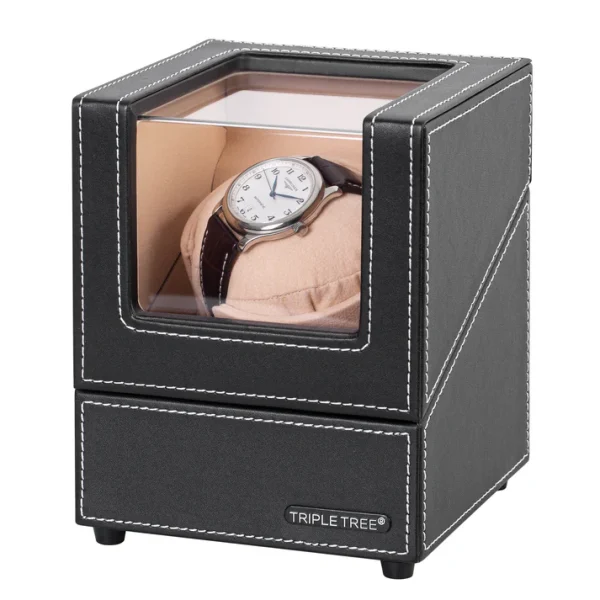 Single Watch Winder with Plush Watch Pillow, Multiple Running Mode