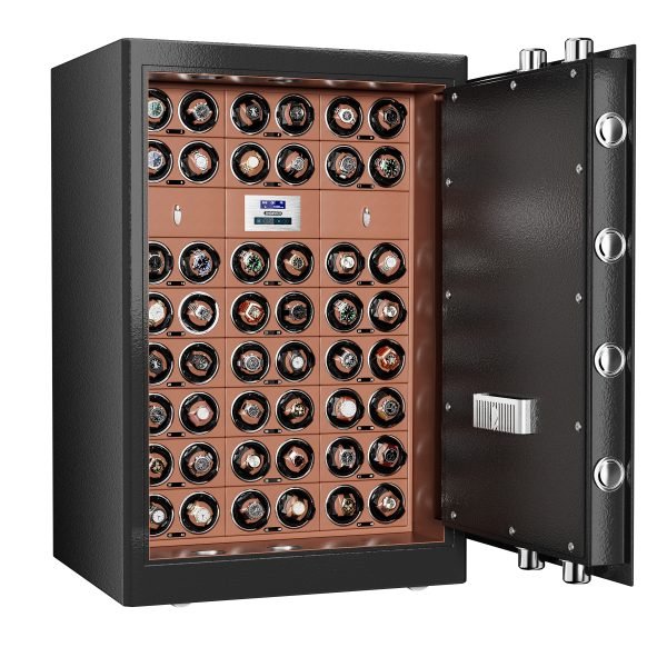 Watch Winder for 48 Automatic Watches, Fingerprint & Password & Knob Lock, Ultra-Quiet Japanese Motors, LCD Display