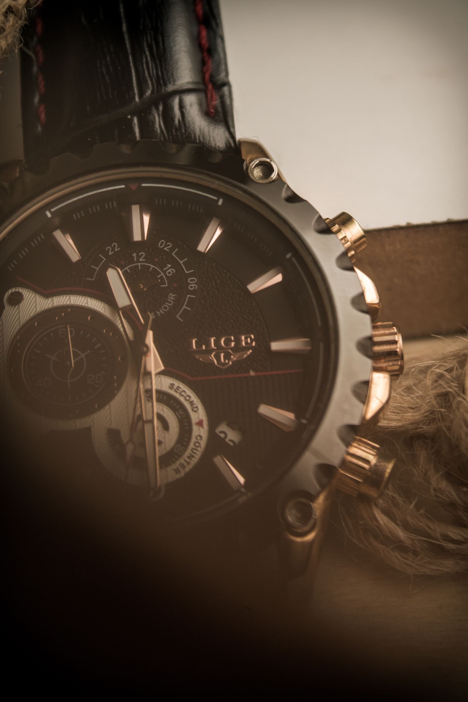 Close view of an automatic watch used to assess normal rotor sound