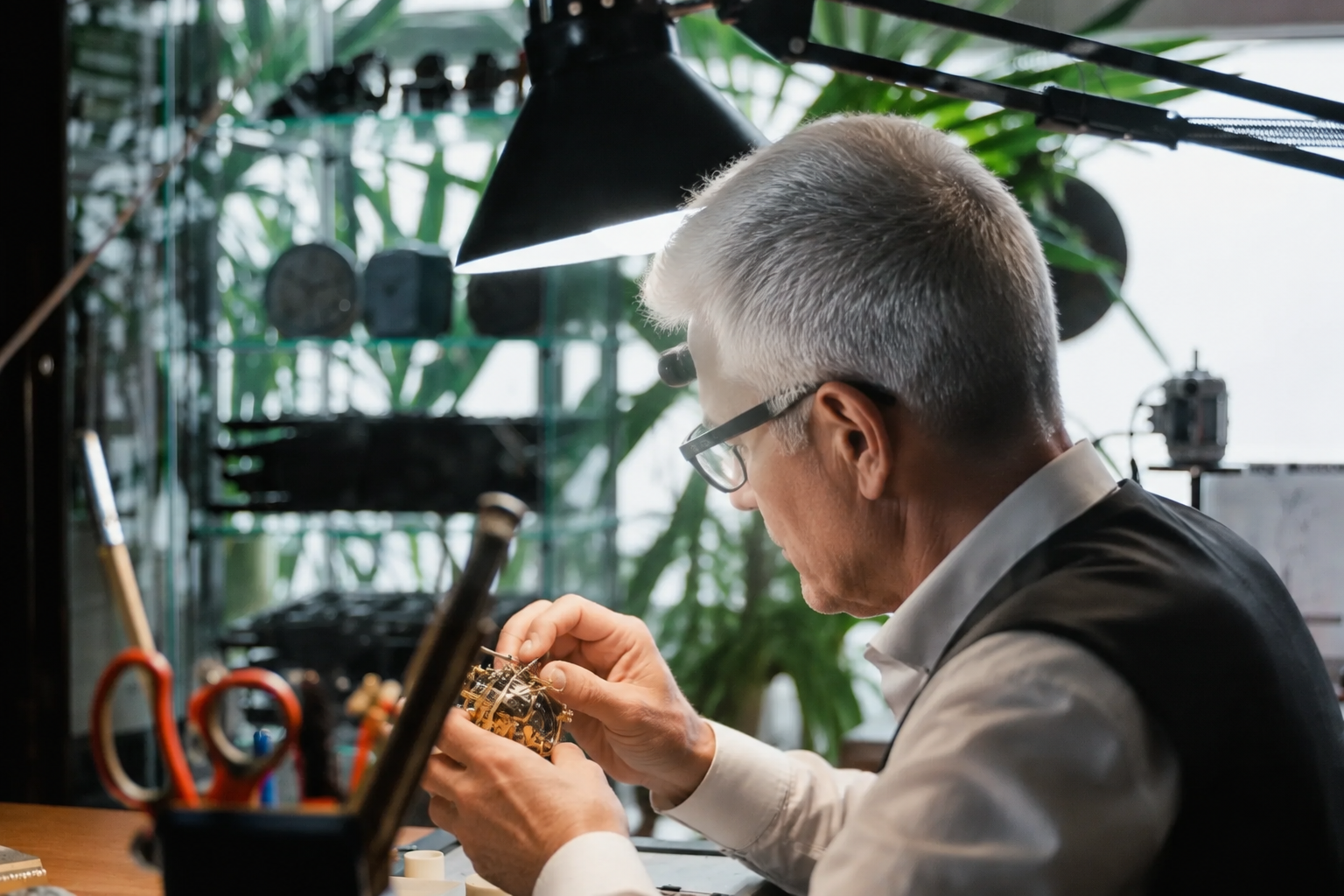 Watchmaker inspecting a movement after abnormal rotor noise is reported
